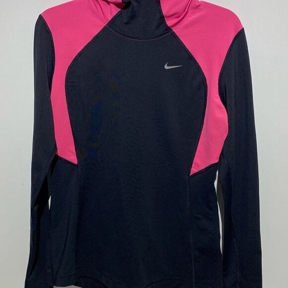 Nike Women's Black Pink Color-Blocked Dri-Fit Athletic Hoodie Jacket Size Medium - Picture 1 of 10